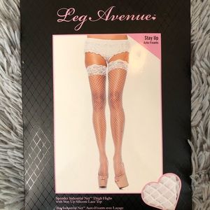 New white fish net thigh highs